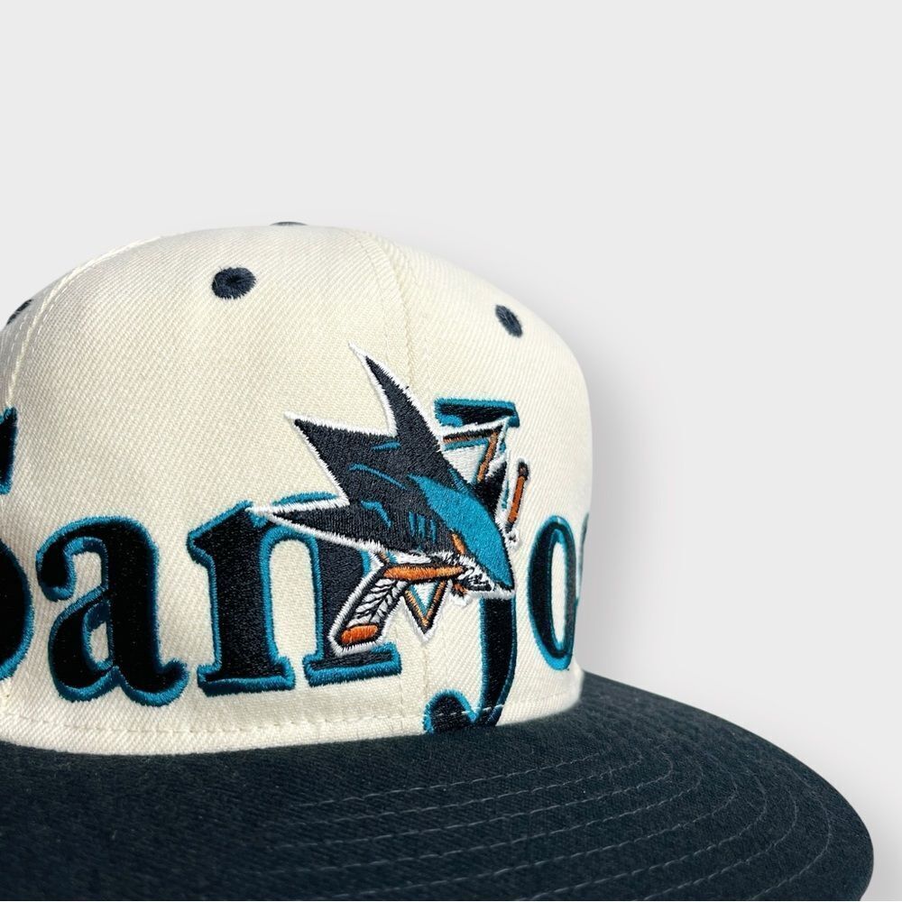 Vtg 90s Reebok San Jose Sharks Wraparound Logo Snapback Hat, NHL Crisp Hockey - Picture 4 of 9